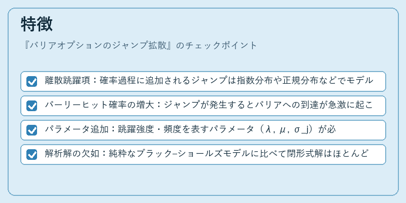 特徴（バリアオプションのジャンプ拡散）の図解