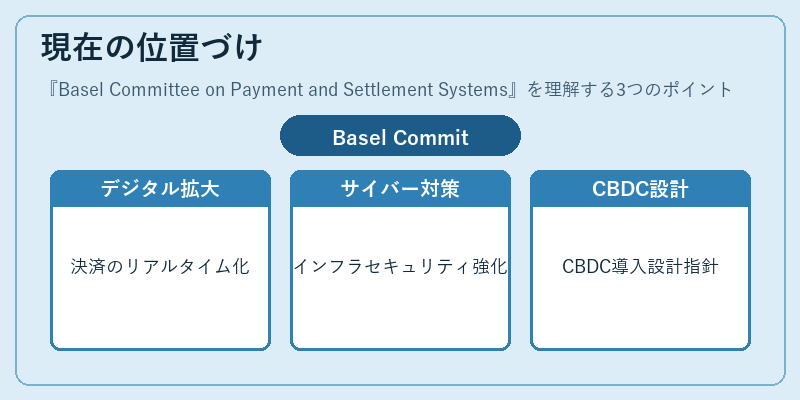 現在の位置づけ（Basel Committee on Payment and Settlement Systems）の図解