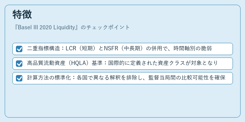 特徴（Basel III 2020 Liquidity）の図解