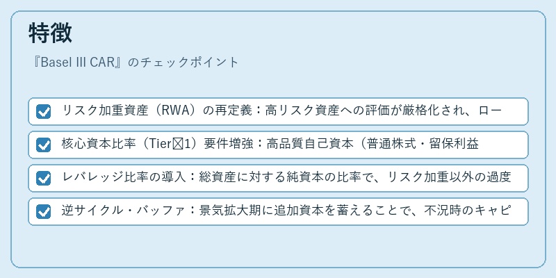 特徴(Basel III CAR)の図解