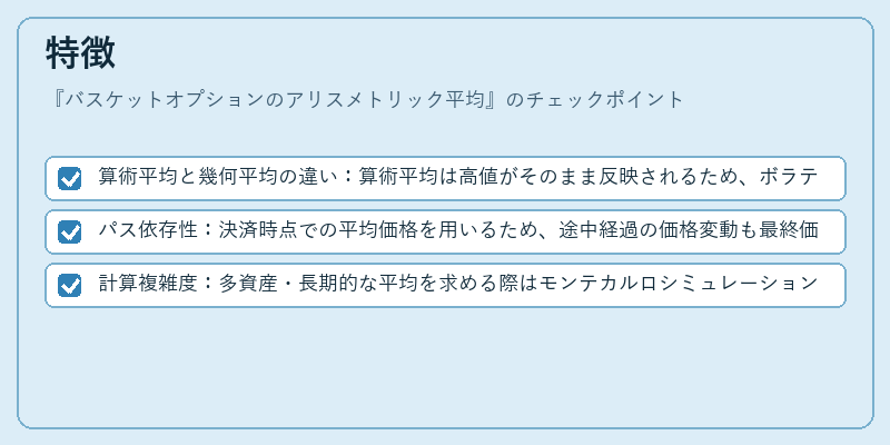特徴(バスケットオプションのアリスメトリック平均)の図解