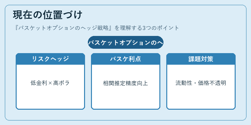 現在の位置づけ（バスケットオプションのヘッジ戦略）の図解