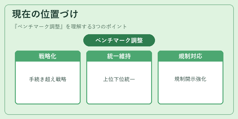現在の位置づけ（ベンチマーク調整）の図解