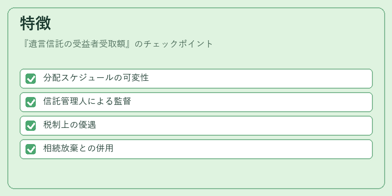 特徴(遺言信託の受益者受取額)の図解