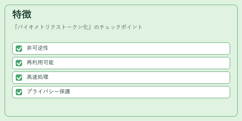 特徴（バイオメトリクストークン化）の図解