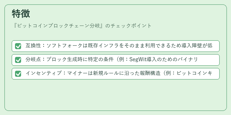 特徴(ビットコインブロックチェーン分岐)の図解