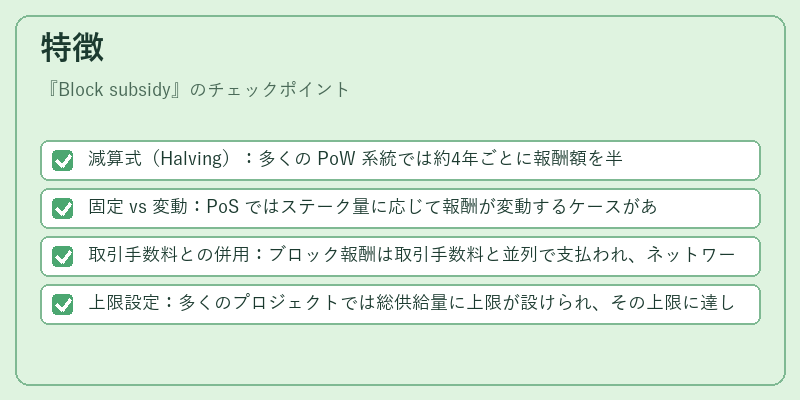 特徴（Block subsidy）の図解