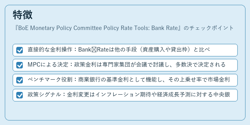 特徴（BoE Monetary Policy Committee Policy Rate Tools: Bank Rate）の図解
