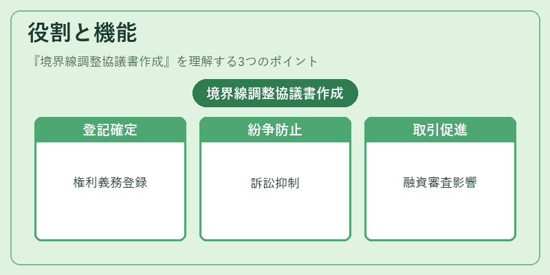 役割と機能(境界線調整協議書作成)の図解