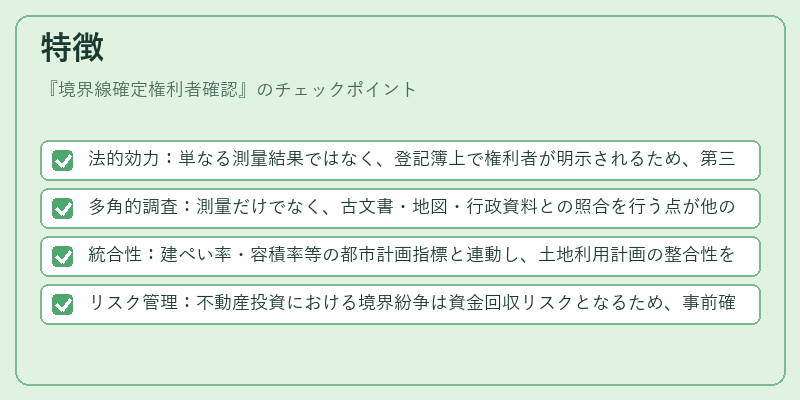 特徴（境界線確定権利者確認）の図解