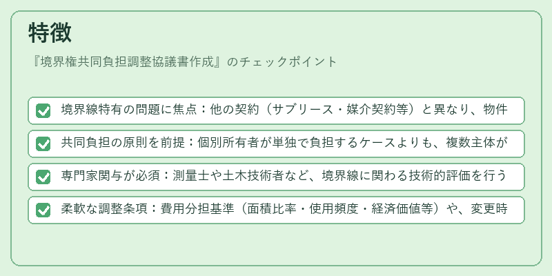 特徴（境界権共同負担調整協議書作成）の図解