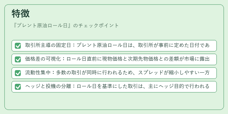 特徴（ブレント原油ロール日）の図解