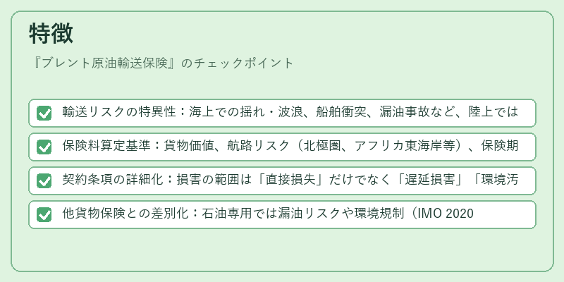 特徴(ブレント原油輸送保険)の図解