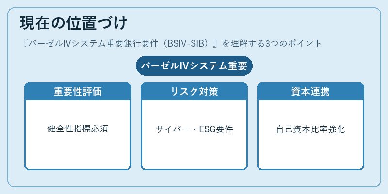 現在の位置づけ（バーゼルIVシステム重要銀行要件（BSIV-SIB））の図解