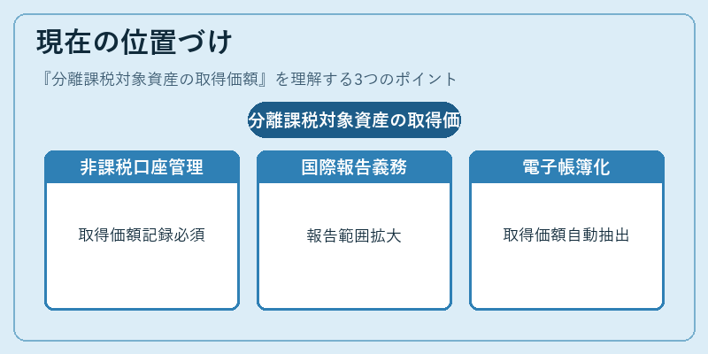 現在の位置づけ(分離課税対象資産の取得価額)の図解