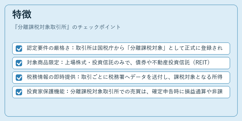特徴（分離課税対象取引所）の図解