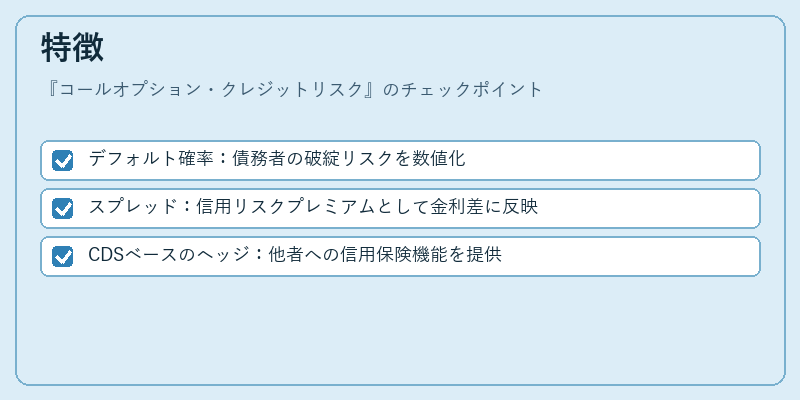 特徴（コールオプション・クレジットリスク）の図解