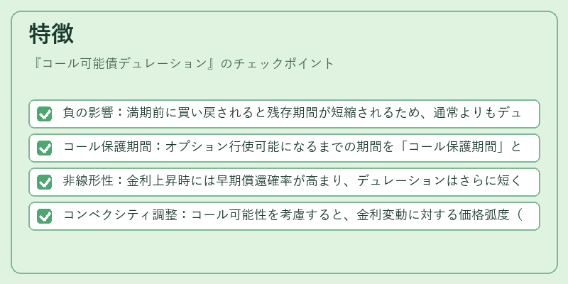 特徴（コール可能債デュレーション）の図解