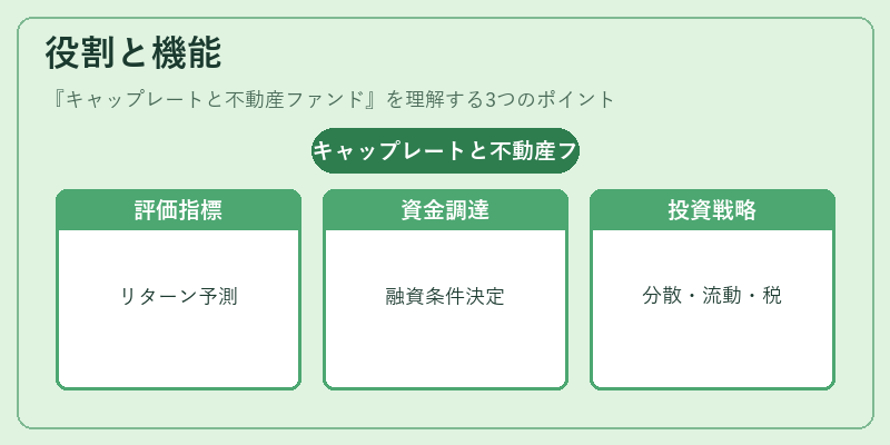 役割と機能（キャップレートと不動産ファンド）の図解