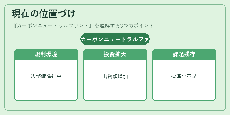 現在の位置づけ（カーボンニュートラルファンド）の図解