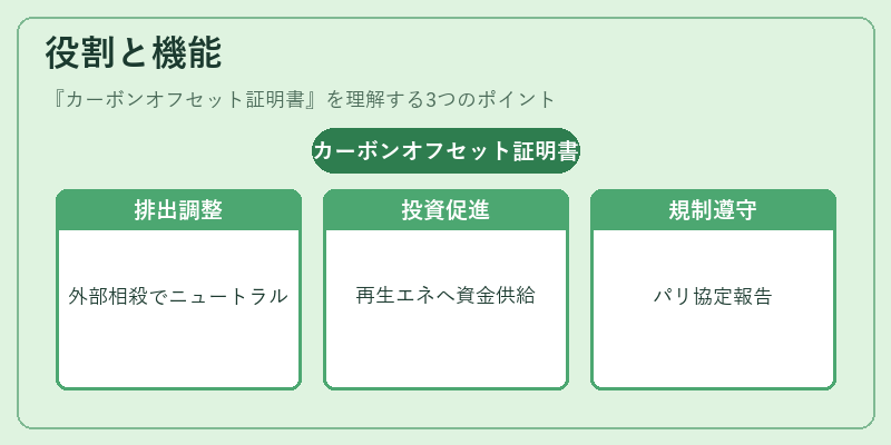 役割と機能(カーボンオフセット証明書)の図解