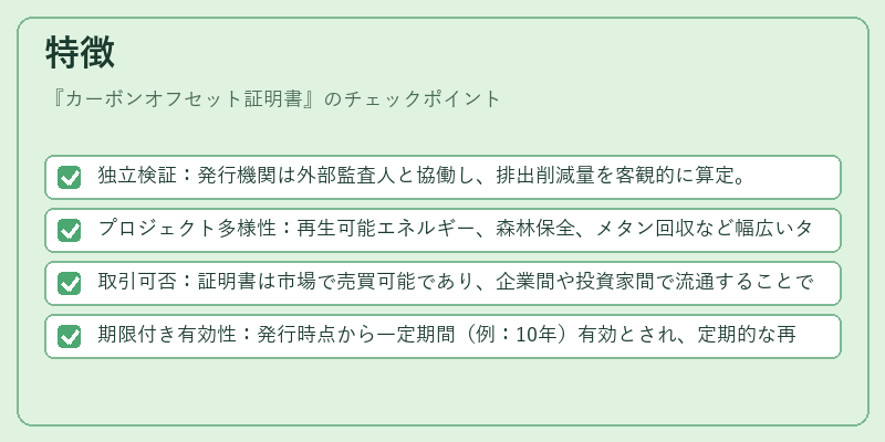 特徴(カーボンオフセット証明書)の図解