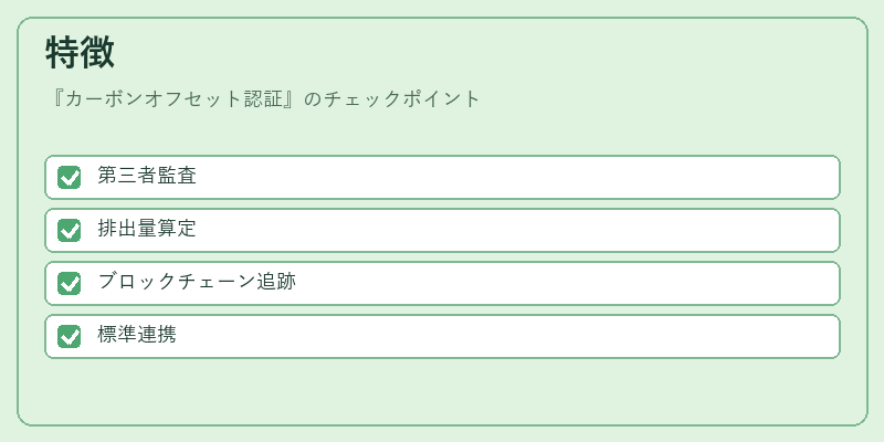 特徴（カーボンオフセット認証）の図解