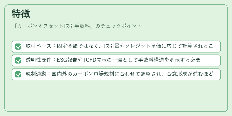 特徴（カーボンオフセット取引手数料）の図解
