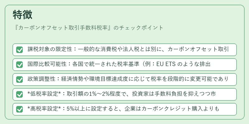 特徴（カーボンオフセット取引手数料税率）の図解