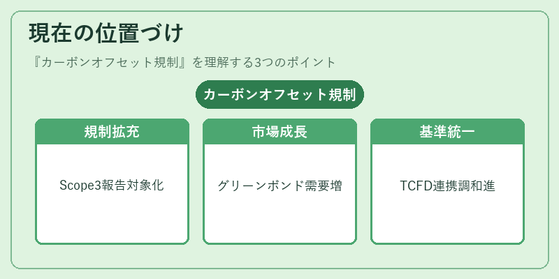 現在の位置づけ(カーボンオフセット規制)の図解