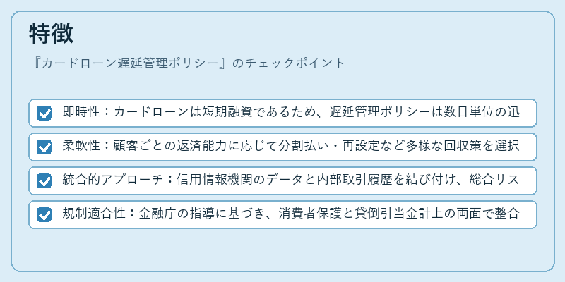 特徴(カードローン遅延管理ポリシー)の図解