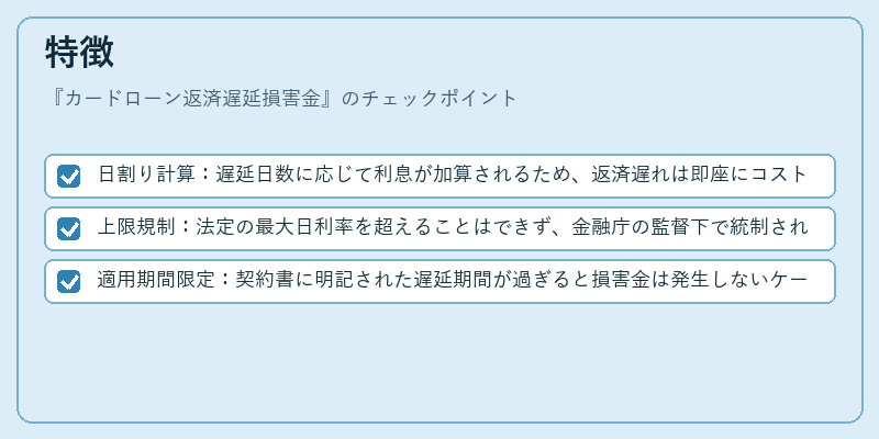特徴（カードローン返済遅延損害金）の図解