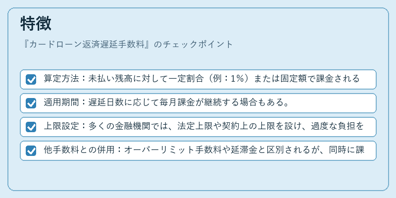 特徴（カードローン返済遅延手数料）の図解