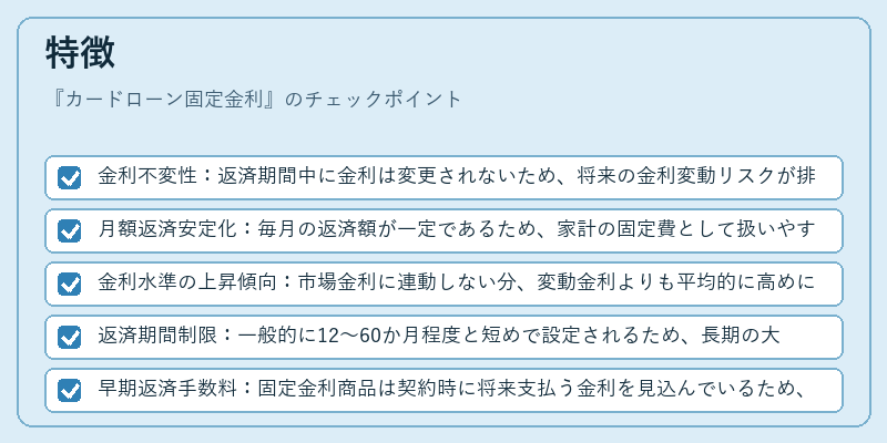 特徴（カードローン固定金利）の図解