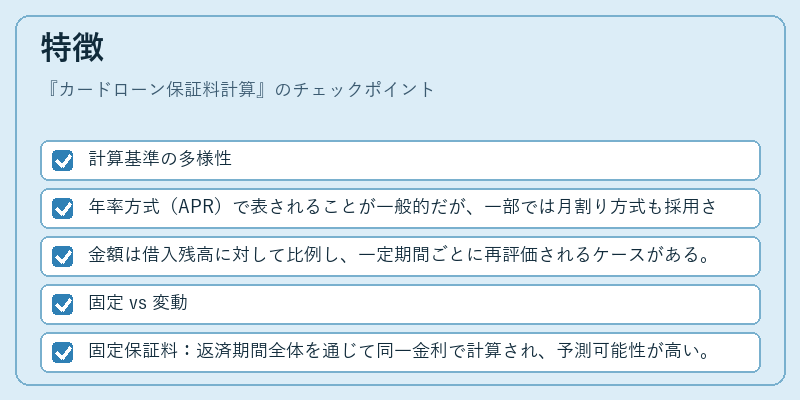 特徴（カードローン保証料計算）の図解