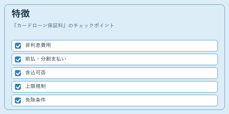 特徴（カードローン保証料）の図解