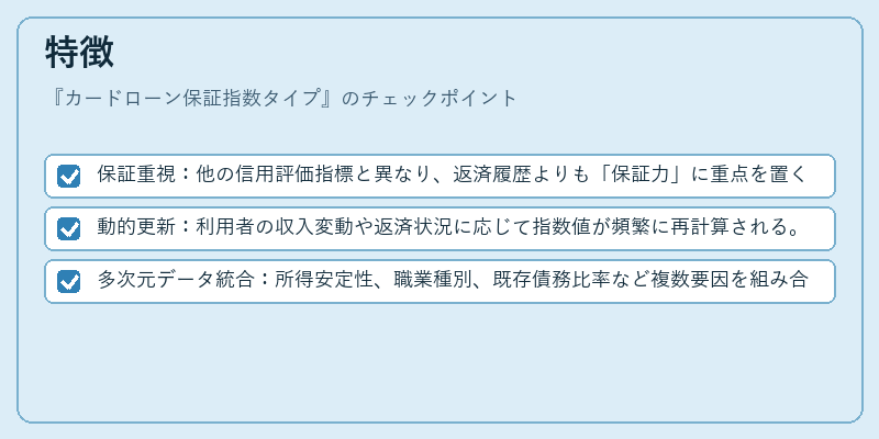 特徴（カードローン保証指数タイプ）の図解