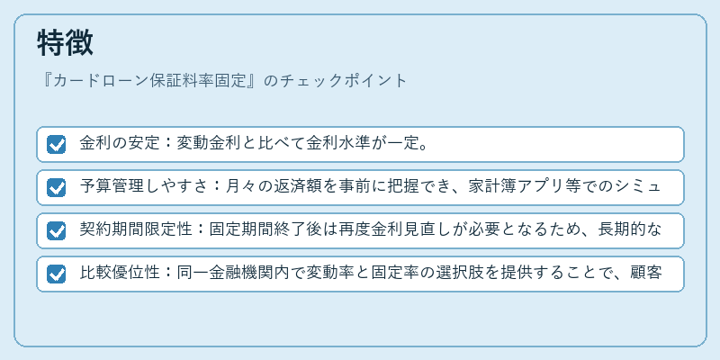 特徴（カードローン保証料率固定）の図解