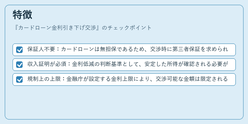 特徴（カードローン金利引き下げ交渉）の図解