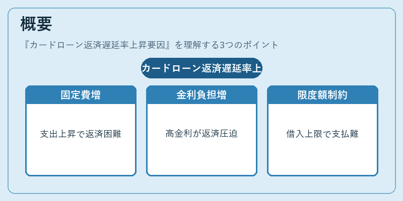 概要（カードローン返済遅延率上昇要因）の図解