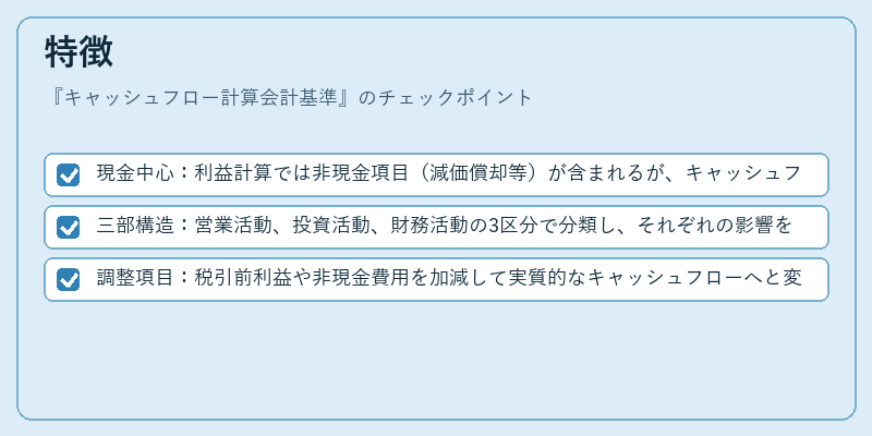 特徴（キャッシュフロー計算会計基準）の図解