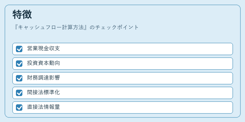 特徴（キャッシュフロー計算方法）の図解