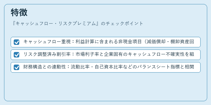 特徴（キャッシュフロー・リスクプレミアム）の図解