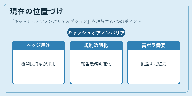 現在の位置づけ（キャッシュオアノンバリアオプション）の図解