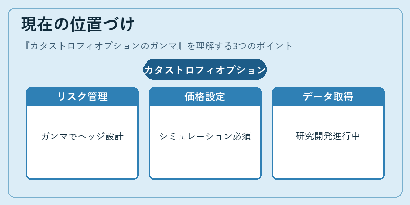現在の位置づけ（カタストロフィオプションのガンマ）の図解