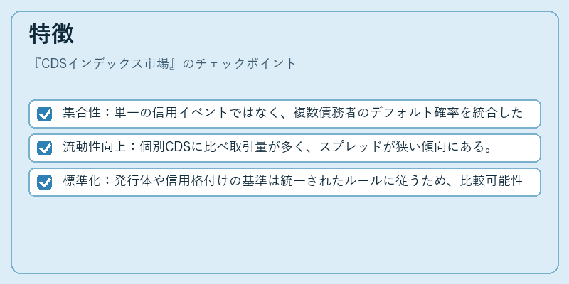 特徴（CDSインデックス市場）の図解