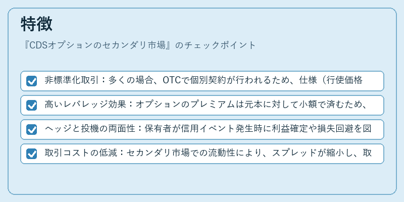 特徴(CDSオプションのセカンダリ市場)の図解