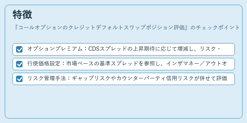 特徴(コールオプションのクレジットデフォルトスワップポジション評価)の図解