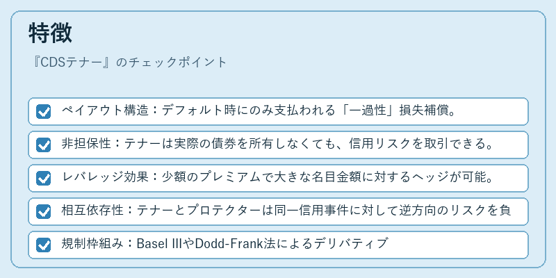 特徴(CDSテナー)の図解