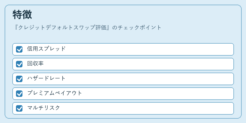 特徴（クレジットデフォルトスワップ評価）の図解